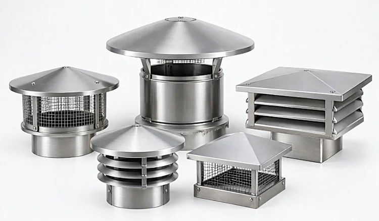 Sairlift - Verschiedene Ventilationshüte aus Metall in runder und eckiger Ausführung